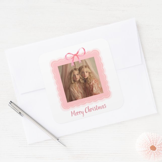 Personalized Family Photo Merry Christmas Sticker (Envelope)