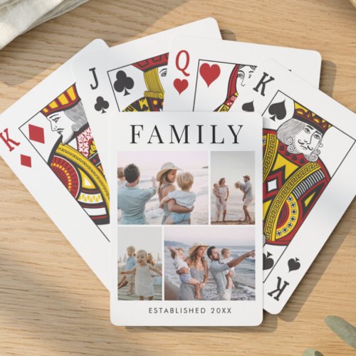 Personalized Family Photo Modern Collage Template Poker Cards