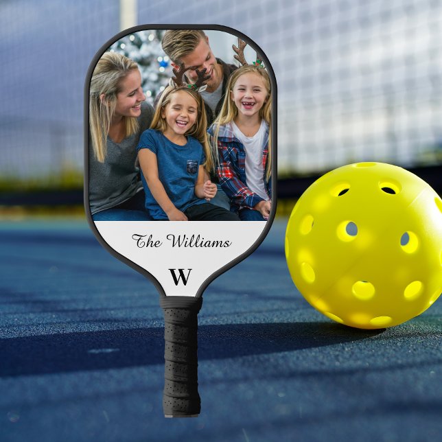 Personalized Family Photo Monogram Family Name  Pickleball Paddle (Creator Uploaded)