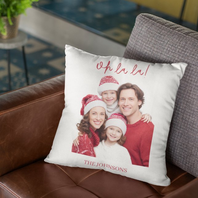 Personalized Family Photo & Name Christmas Pillow (Creator Uploaded)