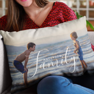 Personalized Family Photo Name Keepsake Gift Lumbar Pillow