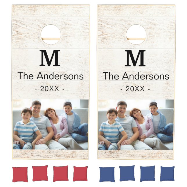 Personalized Family Photo, Name & Monogrammed Cornhole Set (Set)