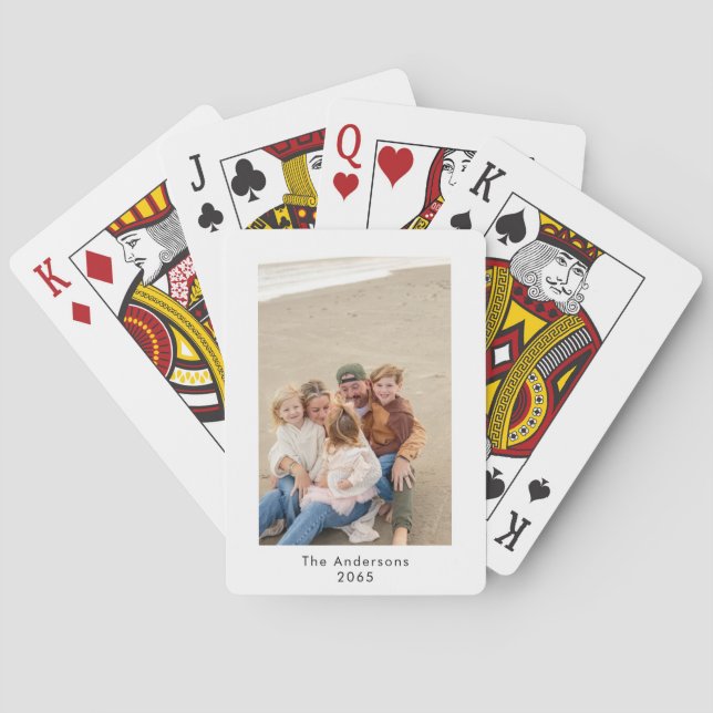 Personalized Family Photo Name & Year Poker Cards (Back)