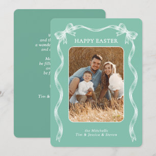 Personalized Family Photo On Mint Green Easter Holiday Card