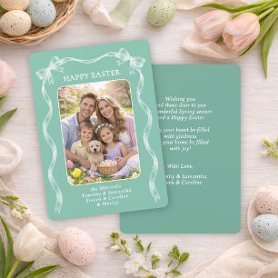 Personalized Family Photo On Mint Green Easter Holiday Card