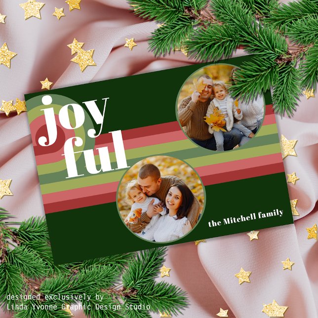Personalized Family Photo On Retro Art Pattern Holiday Card (Creator Uploaded)