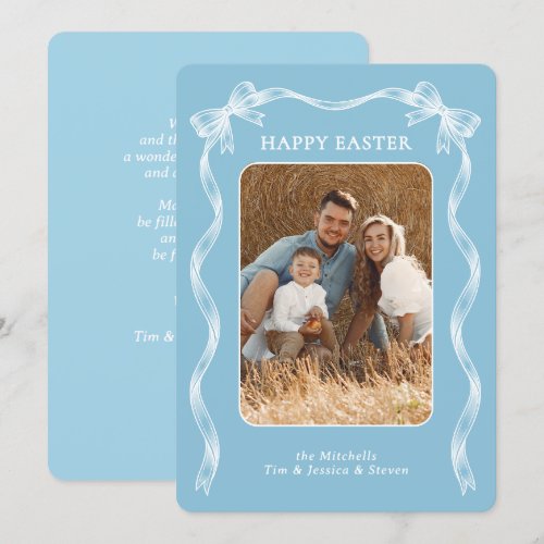 Personalized Family Photo On Robin Egg Blue Easter Holiday Card