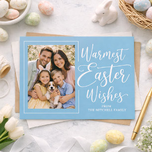 Personalized Family Photo On Robin Egg Blue Easter Postcard