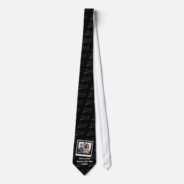 Personalized Family Photo Snapshot and Names Tie (Front)