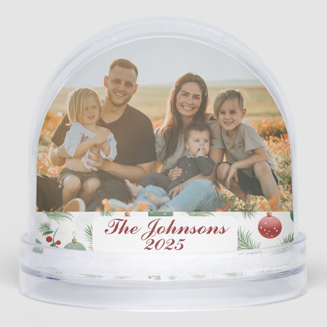 Personalized Family Photo Snow Globe Custom Name (Front)