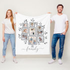 Personalized family photo tree fleece blanket