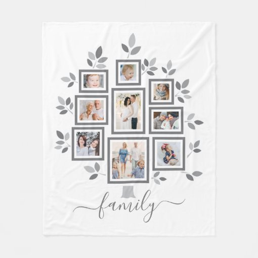 Personalized family photo tree fleece blanket Zazzle