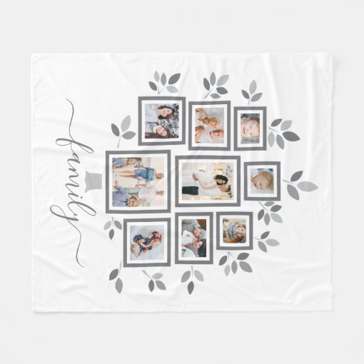 Personalized family photo tree fleece blanket Zazzle