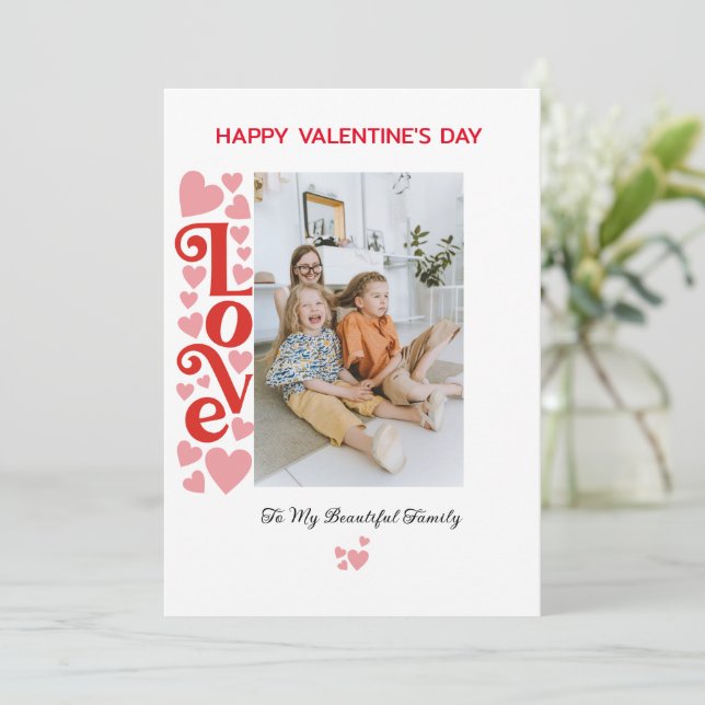 Personalized Family Photo Valentine's Day Card (Standing Front)