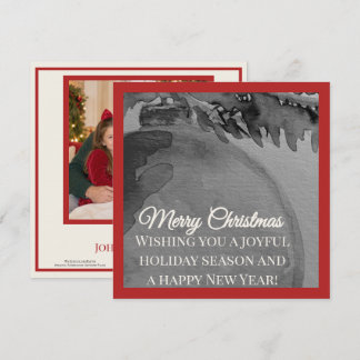 Personalized Family Photo Watercolor Ornament Holiday Card