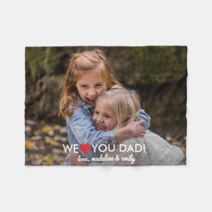 Personalized Family Photo We Love You Dad Fleece Blanket