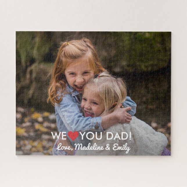 Personalized Family Photo We Love You Dad Jigsaw Puzzle (Horizontal)