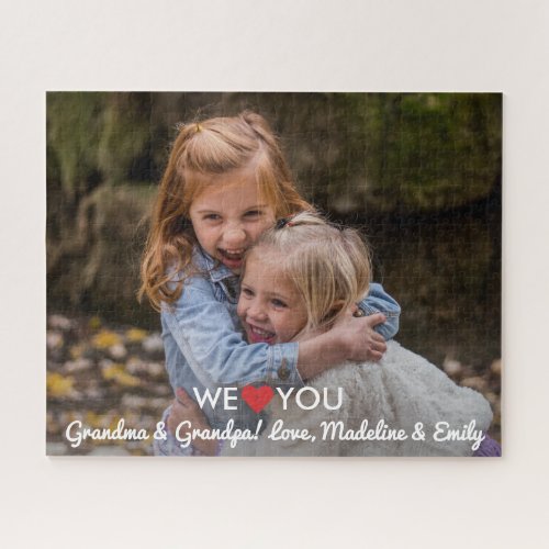 Personalized Family Photo We Love You Grandparents Jigsaw Puzzle