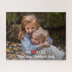 Personalized Family Photo We Love You Mom Jigsaw Puzzle