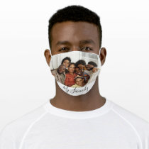 Personalized Family Photo with Custom text white Adult Cloth Face Mask