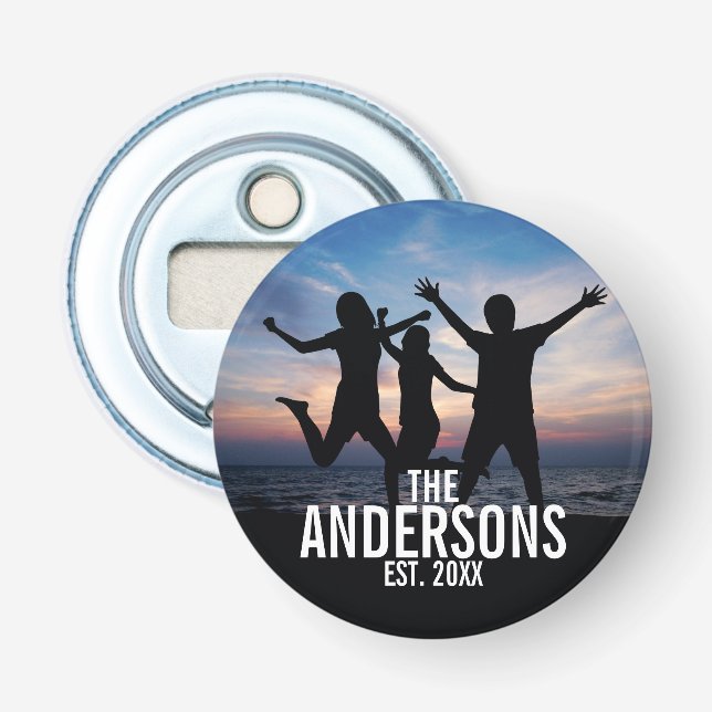 Personalized Family Photo with Family Name Bottle Opener (Front)