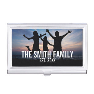 Personalized Family Photo with Family Name Business Card Case