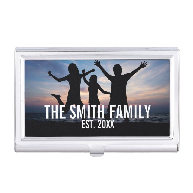 Personalized Family Photo with Family Name Business Card Case (Front)