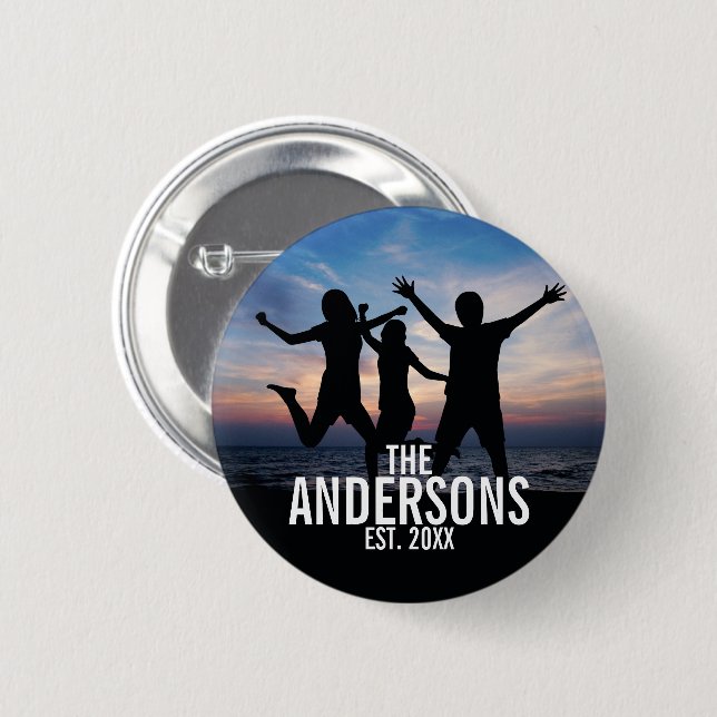 Personalized Family Photo with Family Name Button (Front & Back)