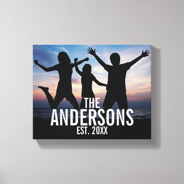 Personalized Family Photo with Family Name Canvas Print (Front)