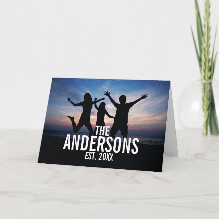 Personalized Family Photo with Family Name Card Zazzle