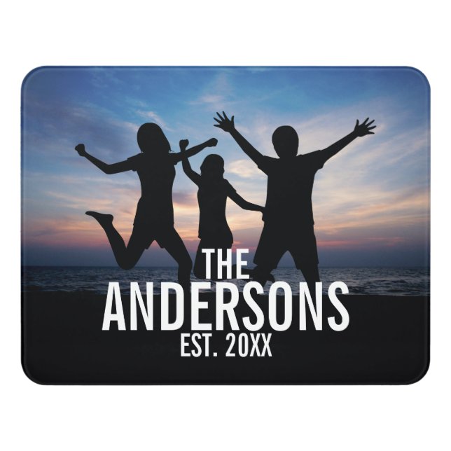 Personalized Family Photo with Family Name Door Sign (Contemporary Front)