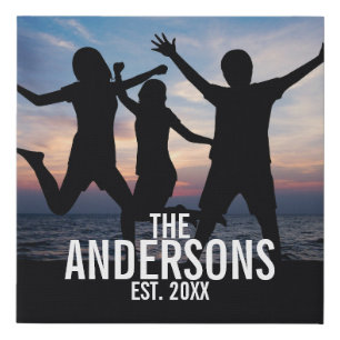 Personalized Family Photo with Family Name Faux Canvas Print