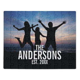 Personalized Family Photo with Family Name Jigsaw Puzzle