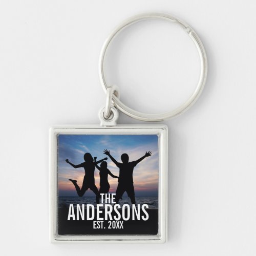 Personalized Family Photo with Family Name Keychain