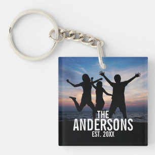 Personalized Family Photo with Family Name Keychain