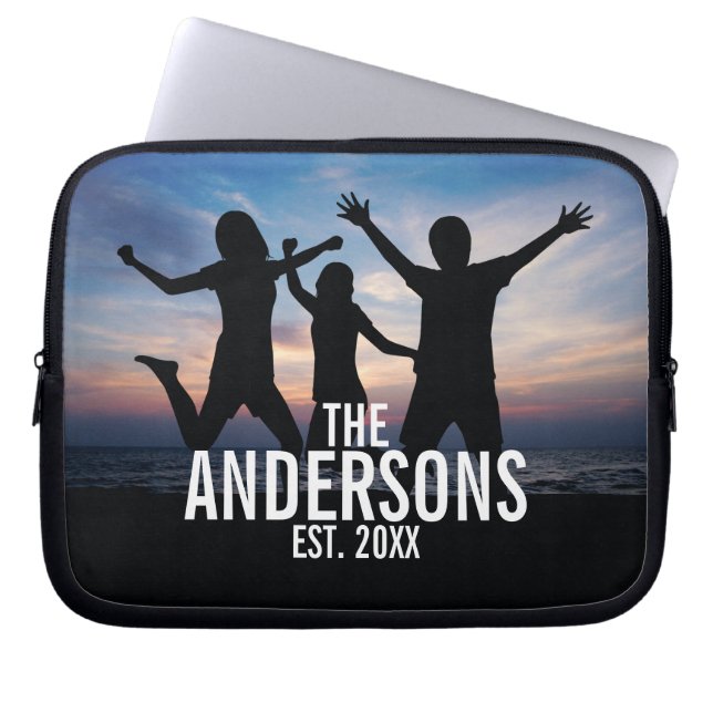 Personalized Family Photo with Family Name Laptop Sleeve (Front)