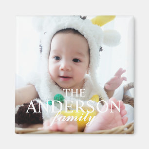 Personalized Family Photo with Family Name Magnet