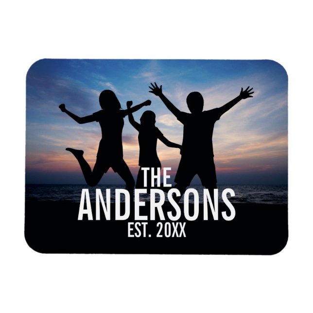 Personalized Family Photo with Family Name Magnet (Horizontal)