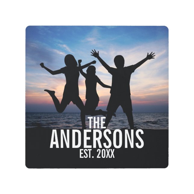 Personalized Family Photo with Family Name Metal Print (Front)