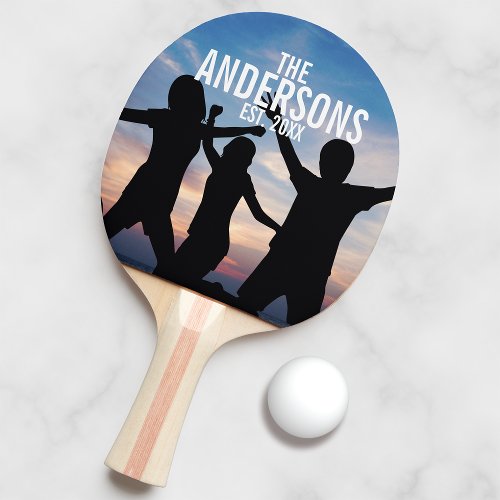 Personalized Family Photo with Family Name Ping Pong Paddle