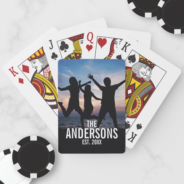 Personalized Family Photo with Family Name Poker Cards (Creator Uploaded)