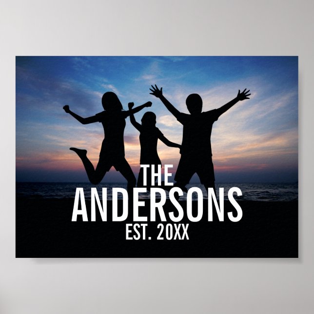 Personalized Family Photo with Family Name Poster (Front)