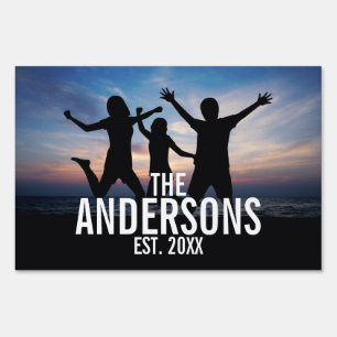 Personalized Family Photo with Family Name Sign