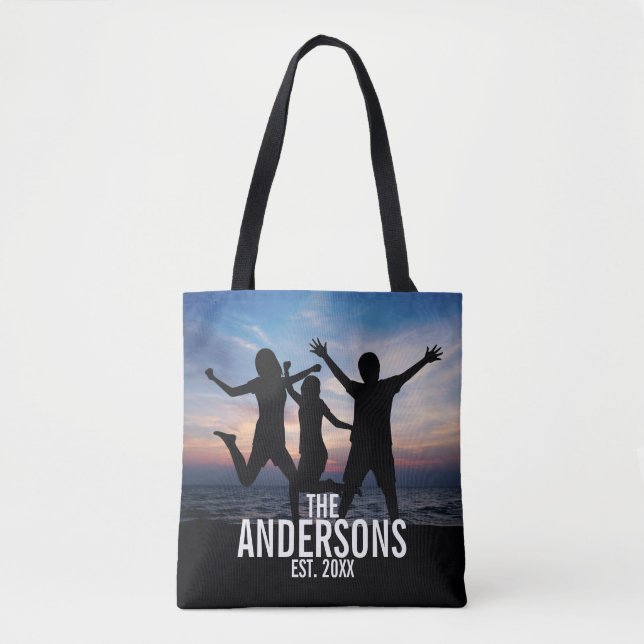 Personalized Family Photo with Family Name Tote Bag (Front)