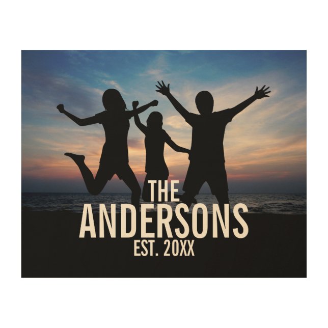 Personalized Family Photo with Family Name Wood Wall Decor (Front)