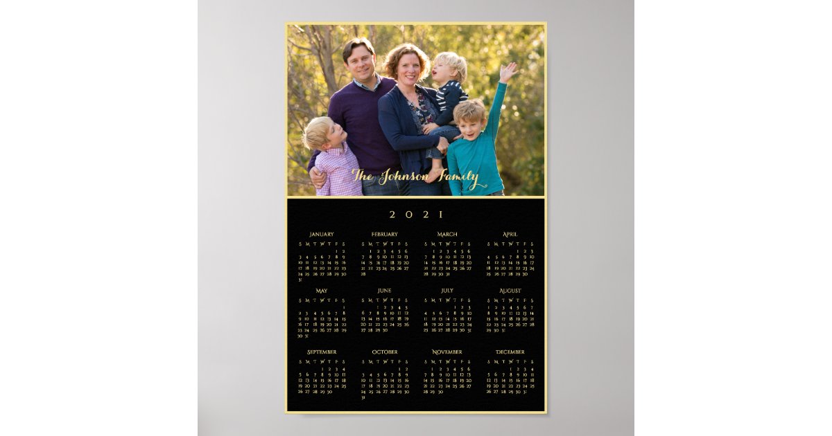 Personalized Family Photo Yearly 2021 Calendar Poster