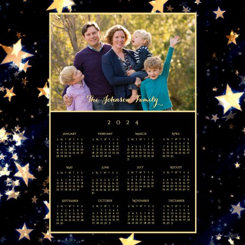 Personalized Family Photo Yearly 2024 Calendar Poster