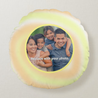 Personalized Family Photo Yellow Swirl Pillows