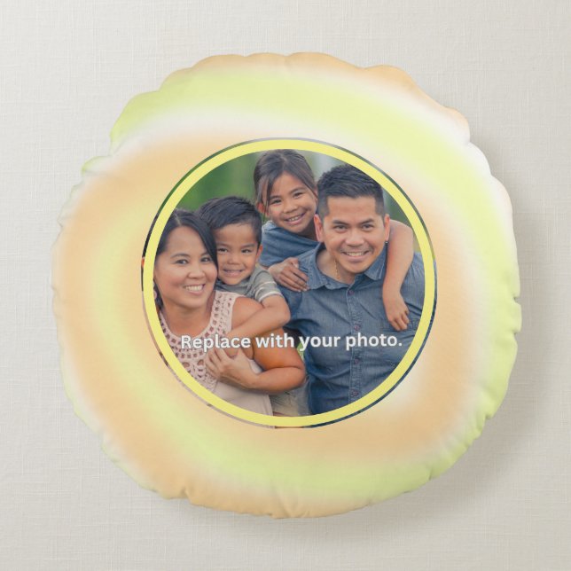 Personalized Family Photo Yellow Swirl Pillows (Front)