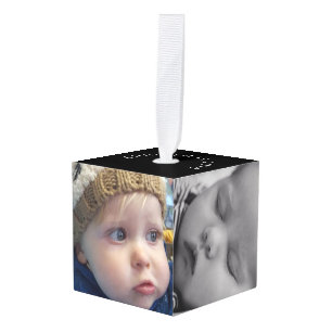 Personalized Family Photos Cube Christmas Ornament